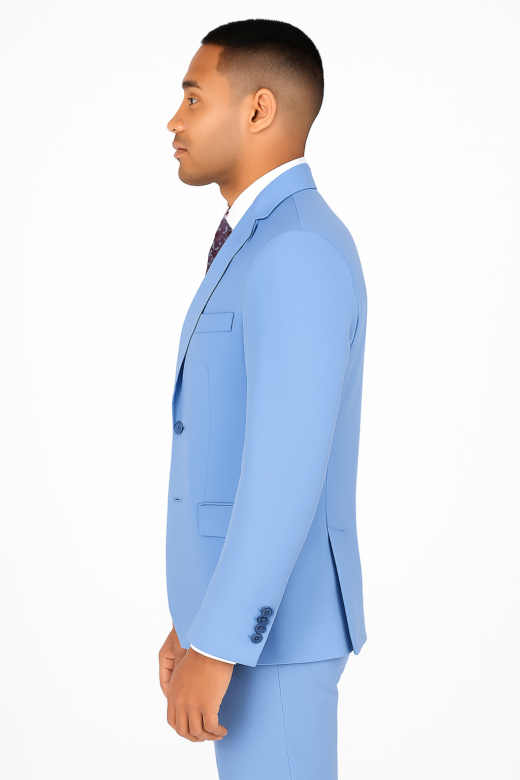 Ultra Slim Fit 2 Piece Suit Stretch Fabric in Solid Light Blue - Light Blue