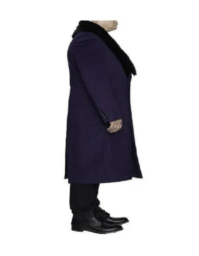 Big And Tall Purple Full Length Long Overcoat / Topcoat