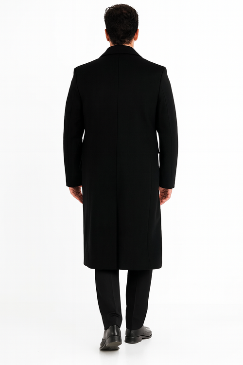 Mens Topcoat Mens Dress Coat 'Harvard' Black cashmere Full-length - Men's Overcoat