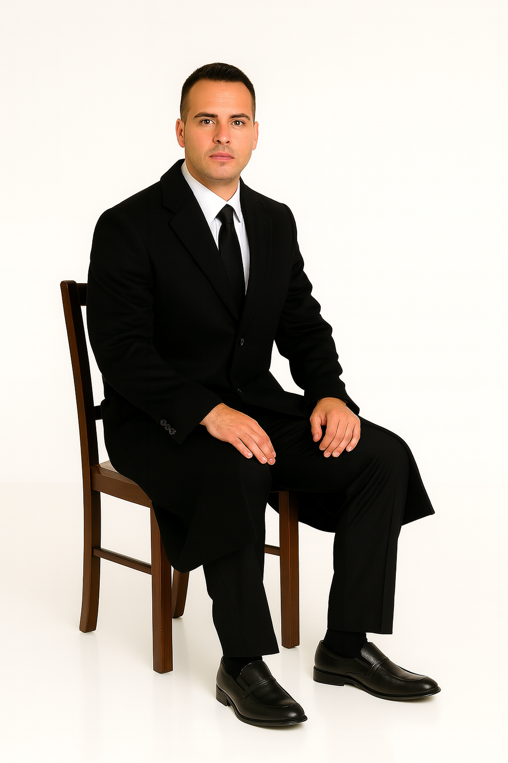 Mens Topcoat Mens Dress Coat 'Harvard' Black cashmere Full-length - Men's Overcoat - 38 Regular