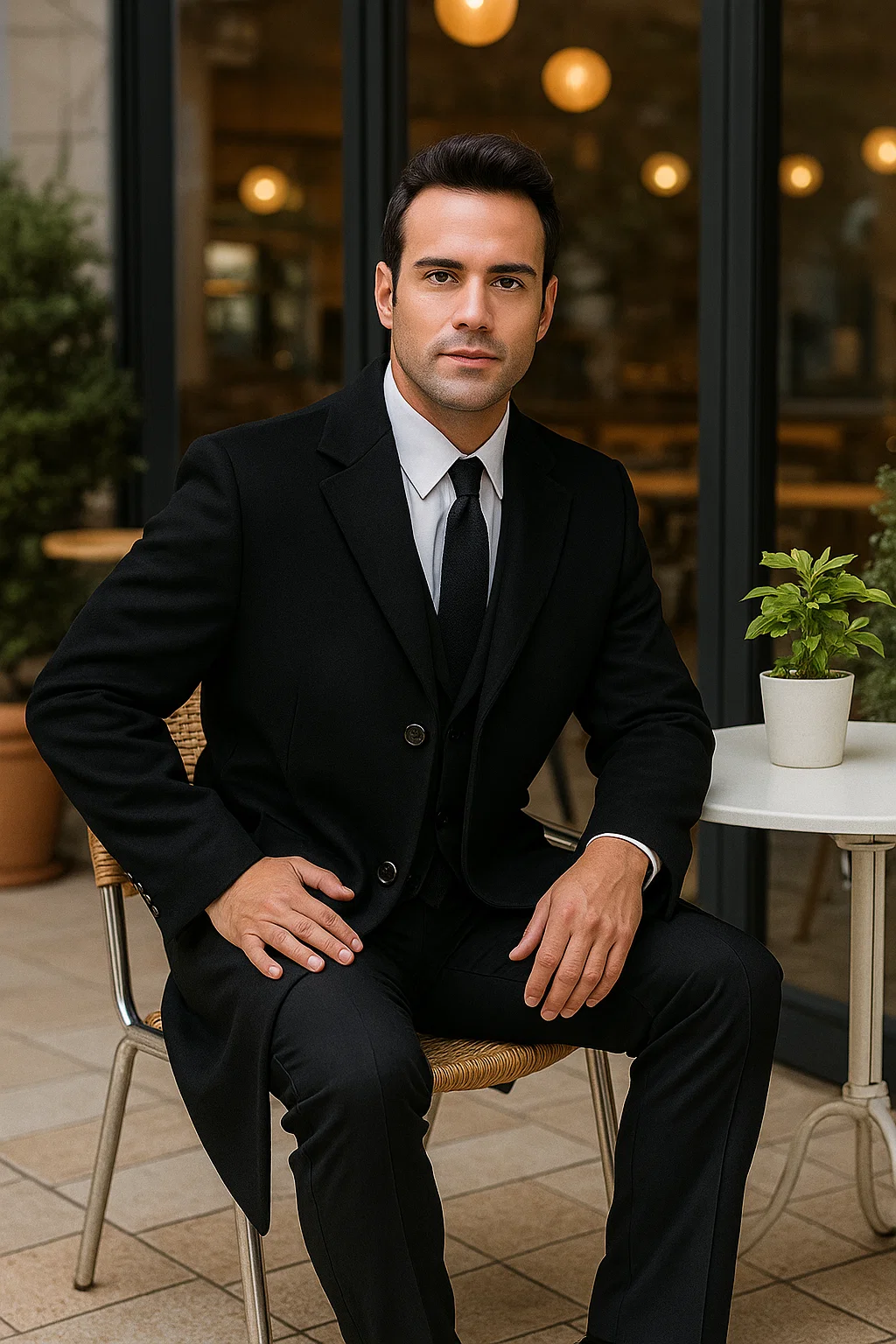Mens Topcoat Mens Dress Coat 'Harvard' Black cashmere Full-length - Men's Overcoat - 38 Regular