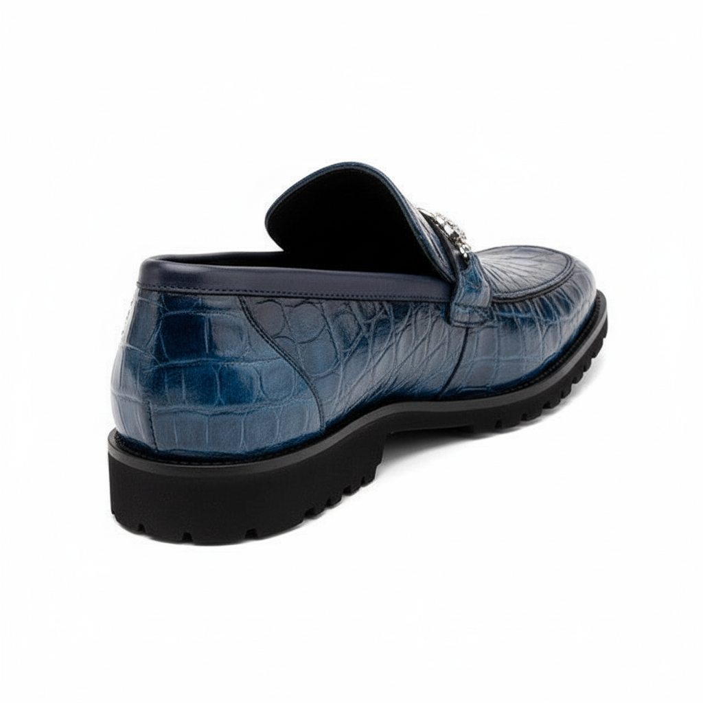 Men's Mauri Casual Alligator Loafers Blue Metal Bit Debonair - 8.5