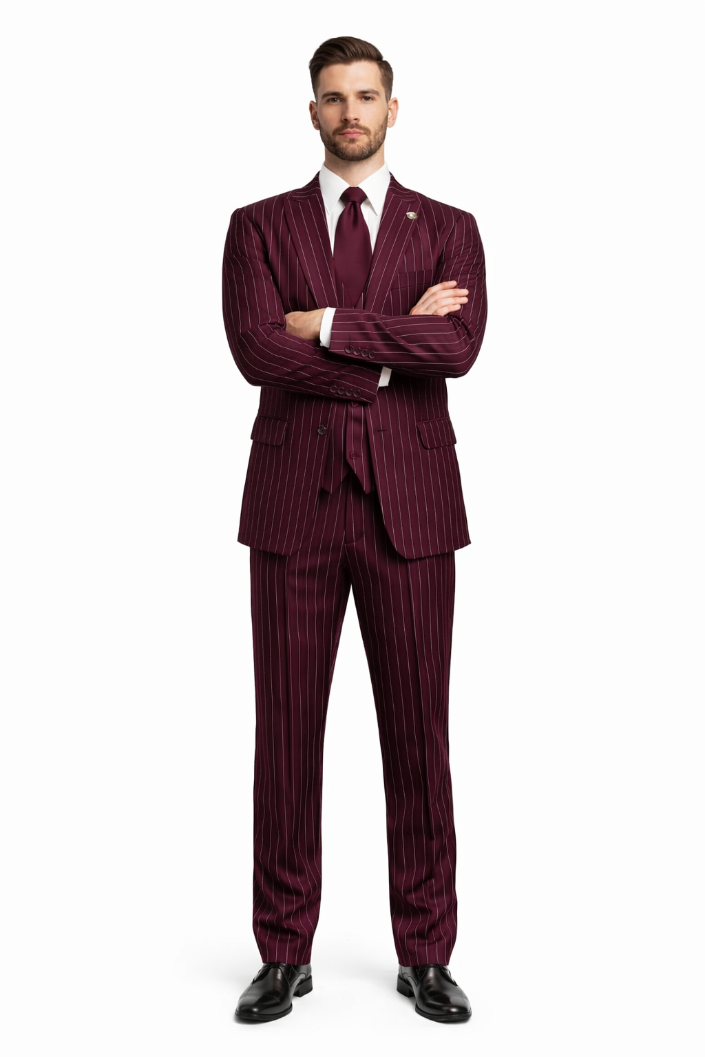 Men's Gangster Bold PinStripe Stripe Chalk Pinstripe Vested 3 Piece Fashion Suit 1920;s 30s Fashion in 10 Colors - 38 Short Jacket+32 Waist Adjustable 28to34)(Height: 5’4”to5’7”)(Neck 15-16.5)S-M)