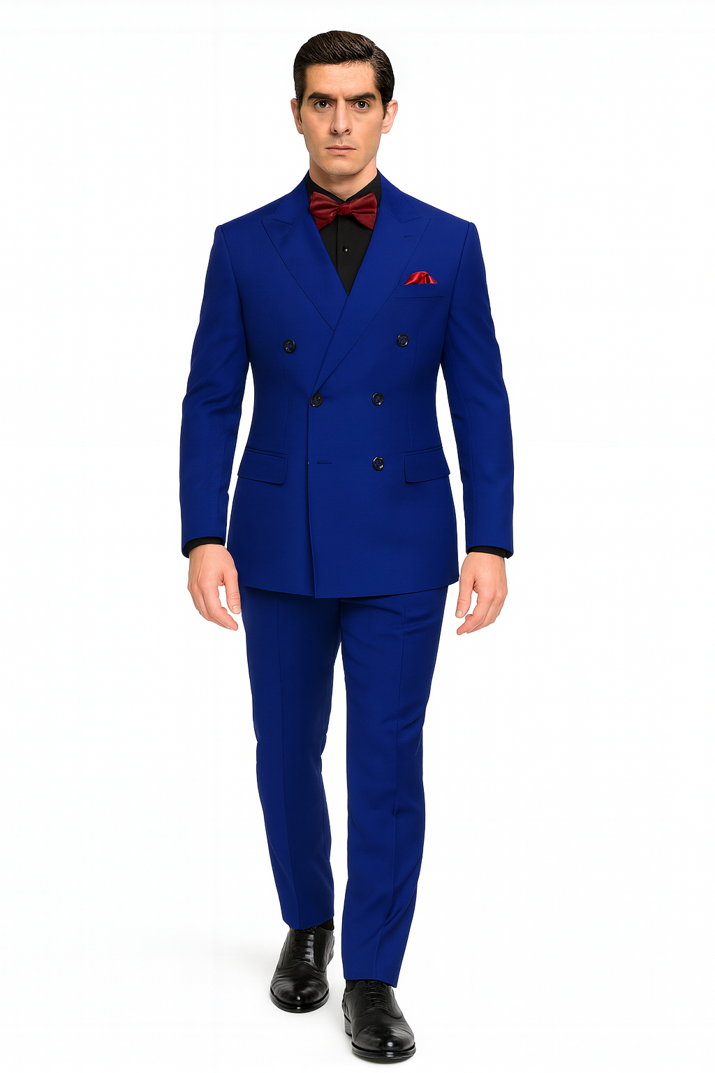 Ultra Slim Fit Double Breasted Royal Suit - Narrow Leg Pants - Gucci Cut - Tapered Jacket - 38 Short Jacket+32 Waist Adjustable 28to34)(Height: 5 4 to5 7 )(Neck  15-16.5)S-M)