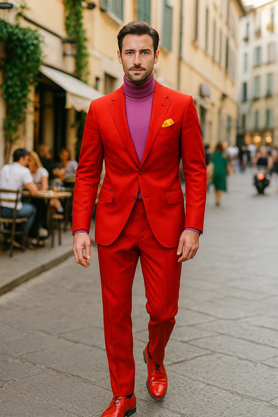 Discounted Jacket and Pants 2 Button Cheap Priced Business Suits Clearance Sale Hot Mens Red Suit