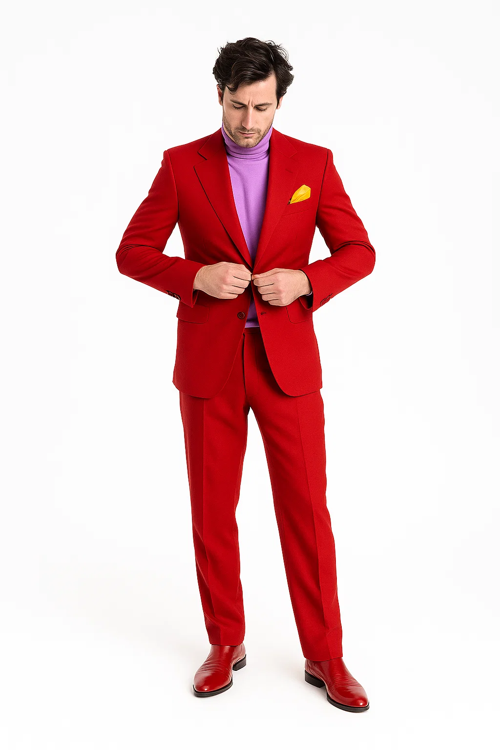 Discounted Jacket and Pants 2 Button Cheap Priced Business Suits Clearance Sale Hot Mens Red Suit - 58R