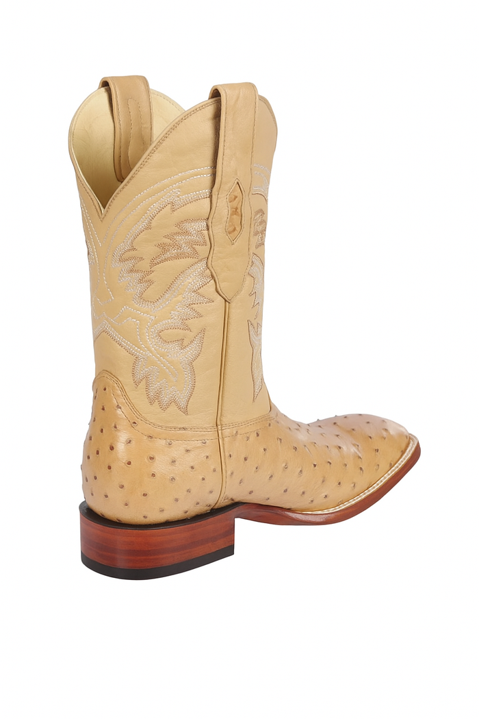 Men's Los Altos Ostrich Skin Wide Square Toe Boots - B-New Designer Collection