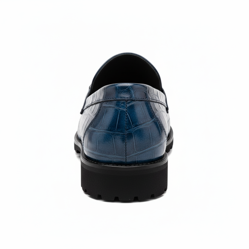 Men's Mauri Casual Alligator Loafers Blue Metal Bit Debonair
