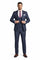 Men’s Navy Blue Plaid Slim Fit 3-Piece Suit – Two Button Vintage Style with Vest