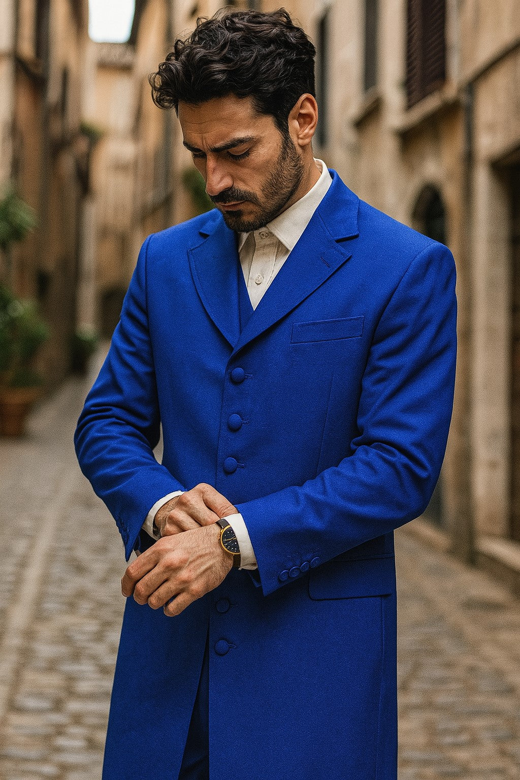 Men's Royal Seven Button Zoot Dress Zoo t Suit - Pimp Suit - Zuit Suit for Men - 38 Short Jacket+32 Waist Adjustable 28to34)(Height: 5’4”to5’7”)(Neck 15-16.5)S-M)