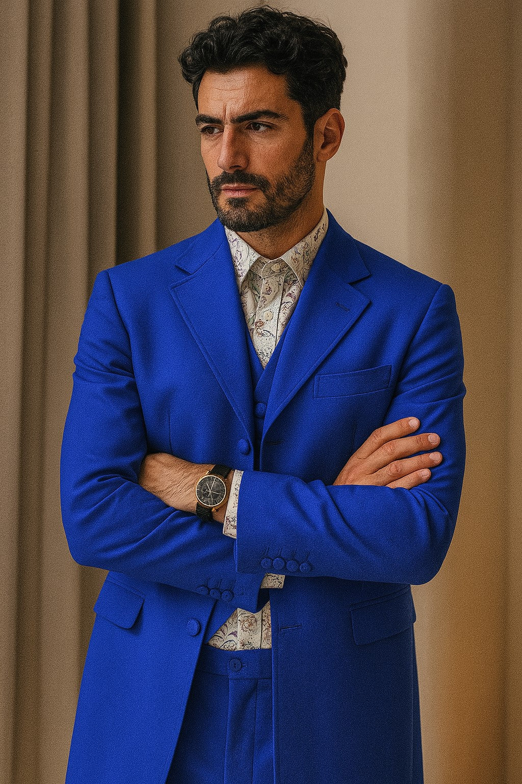 Men's Royal Seven Button Zoot Dress Zoo t Suit - Pimp Suit - Zuit Suit for Men - 38 Short Jacket+32 Waist Adjustable 28to34)(Height: 5’4”to5’7”)(Neck 15-16.5)S-M)