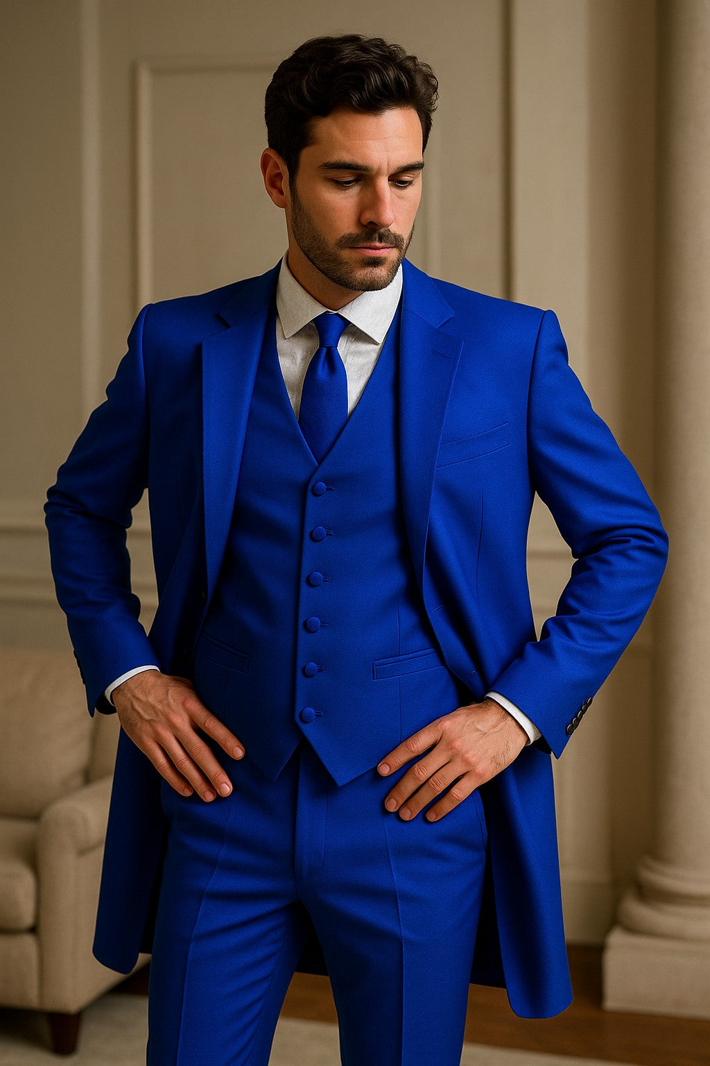 Men's Royal Seven Button Zoot Dress Zoo t Suit - Pimp Suit - Zuit Suit for Men - 38 Short Jacket+32 Waist Adjustable 28to34)(Height: 5’4”to5’7”)(Neck 15-16.5)S-M)