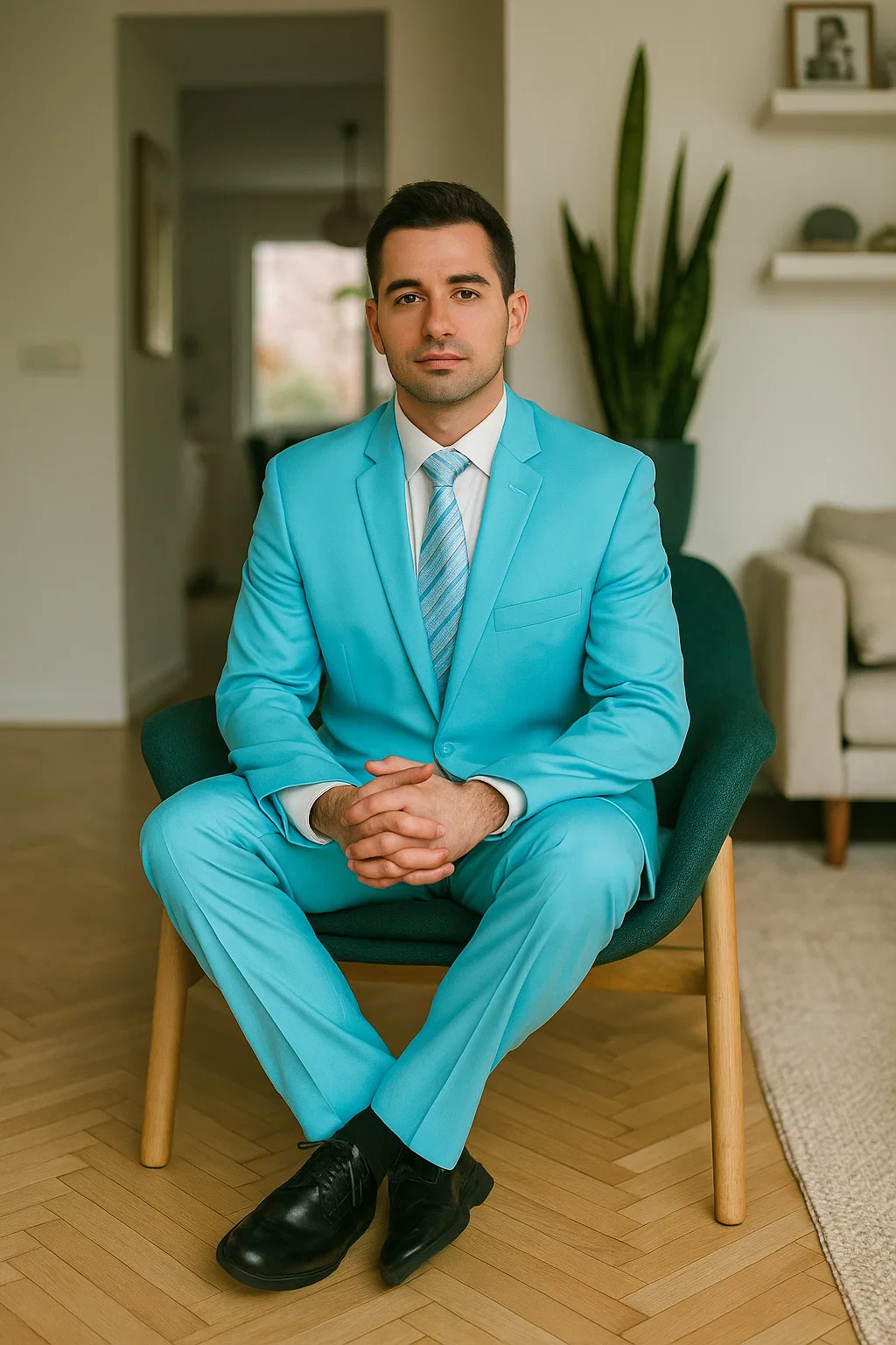 Men's Sky Baby Blue Turquoise 2 Piece affordable suit - RET208-19 - 58R