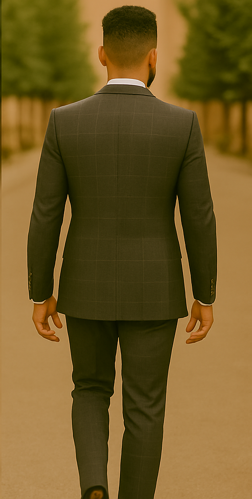 Men’s Slim Fit Charcoal Plaid Suit by Rossiman Rossi – 1-Button Jacket & Tapered Pants - 58R