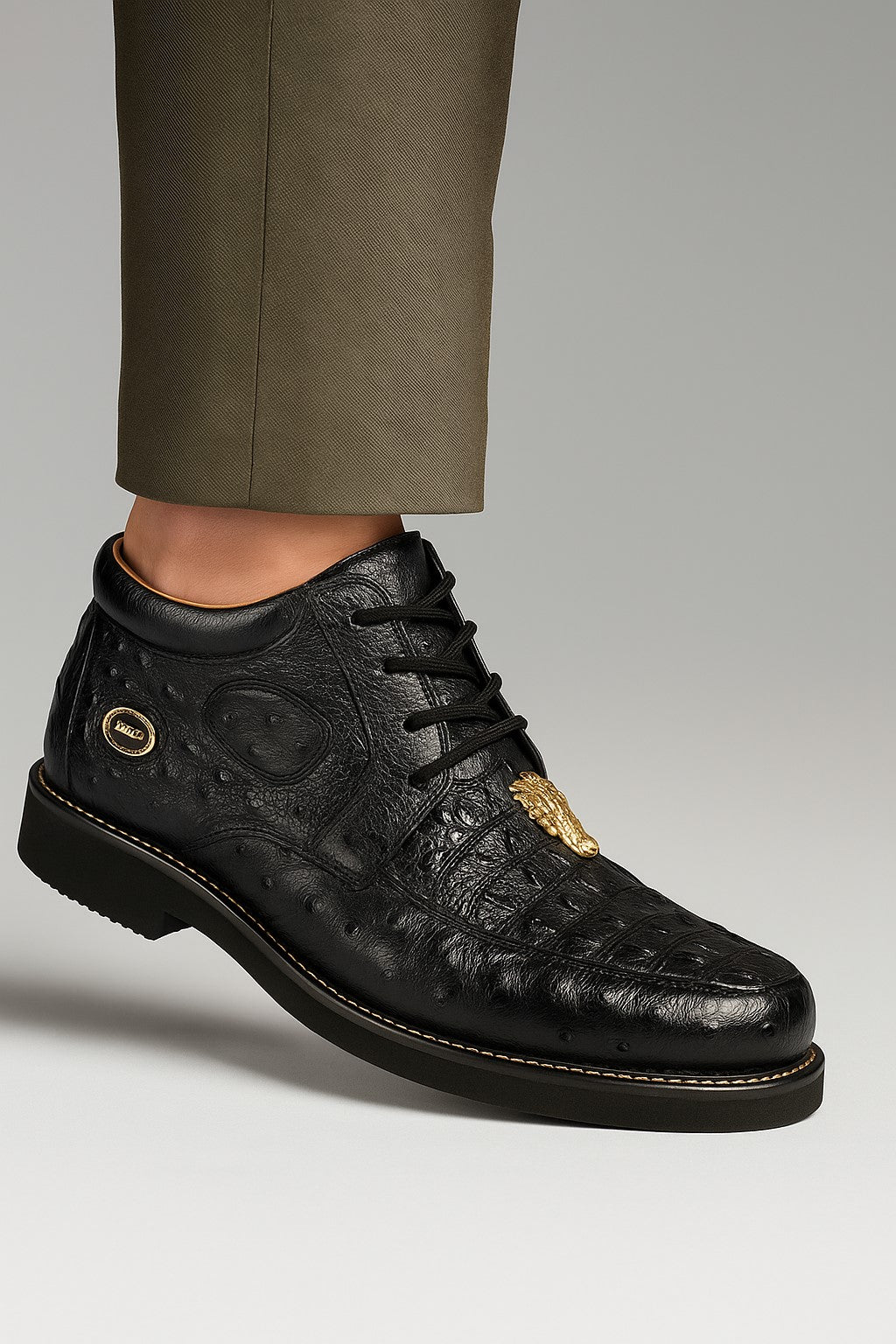 Men's Wild West Boots Caiman and Ostrich Skin Shoe 2ZA050205-New Designer Collection - 6