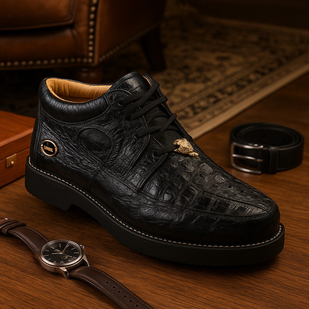 Men's Wild West Boots Caiman and Ostrich Skin Shoe 2ZA050205-New Designer Collection - 6