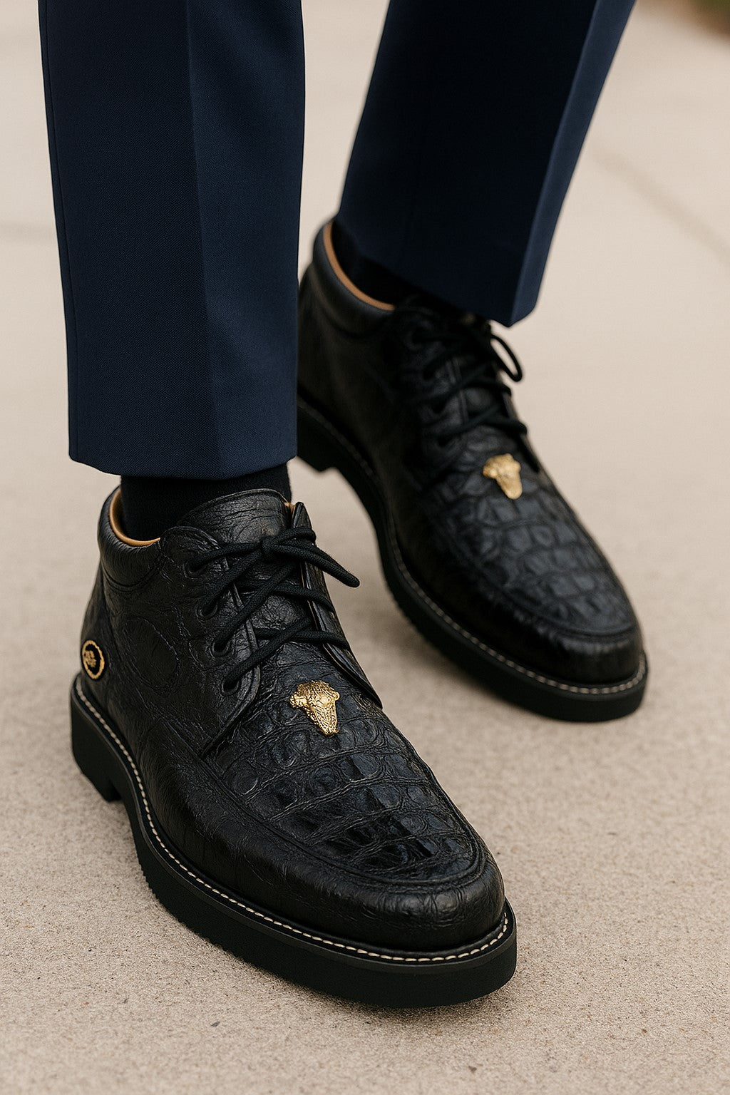 Men's Wild West Boots Caiman and Ostrich Skin Shoe 2ZA050205-New Designer Collection - 6