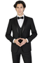 Mens 3-Piece Slim-Fit Shiny All Satin Suit Black