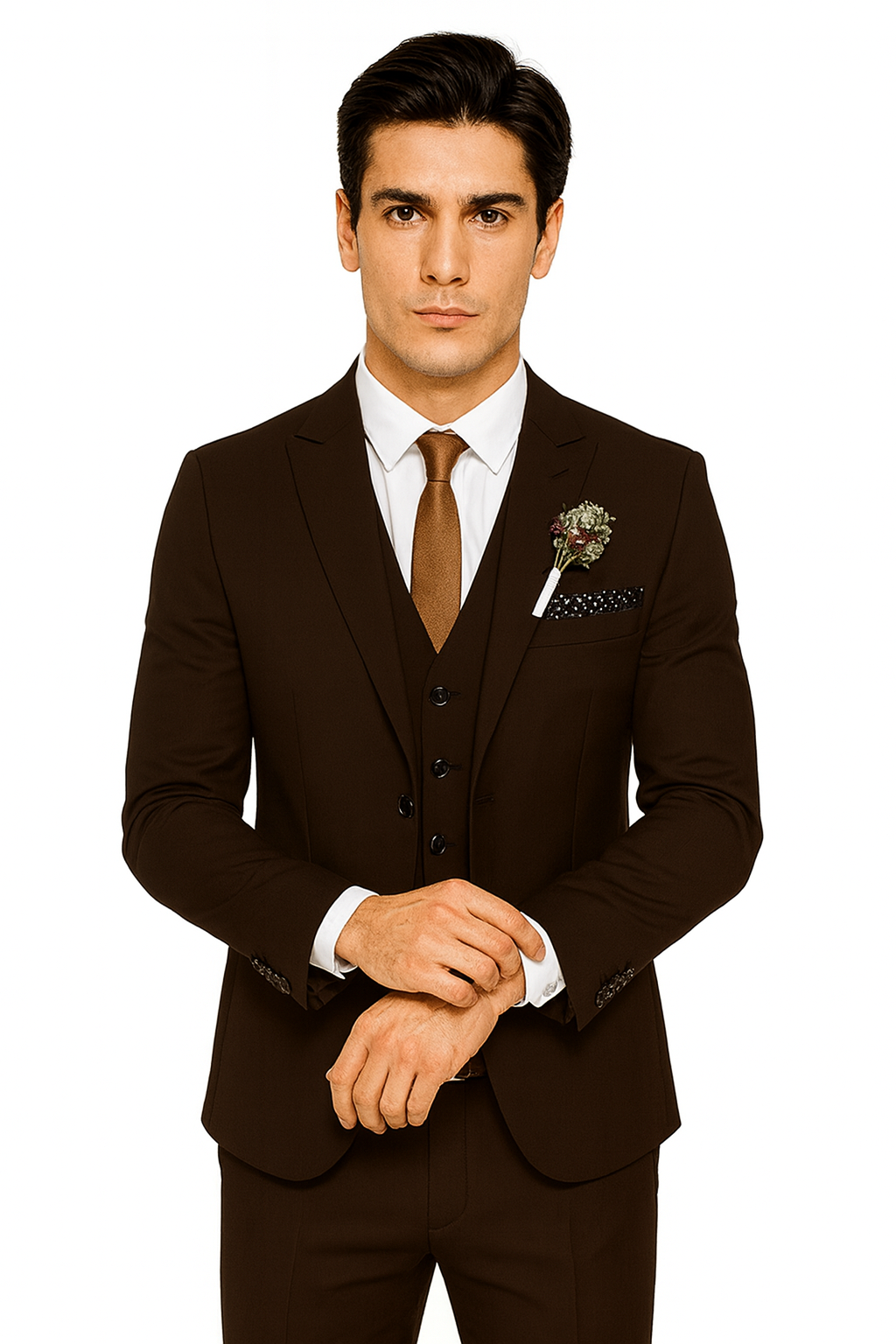 Mens Brown Linen Suit - Brown Summer Wedding Suit - Brown