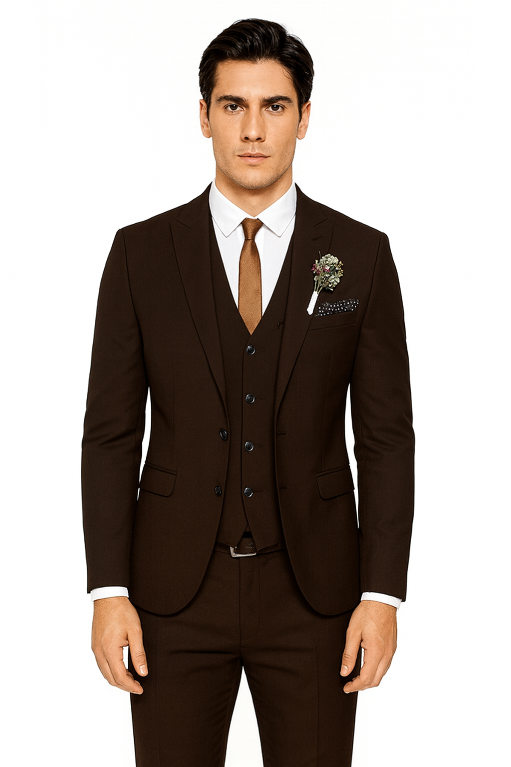 Mens Brown Linen Suit - Brown Summer Wedding Suit - Brown