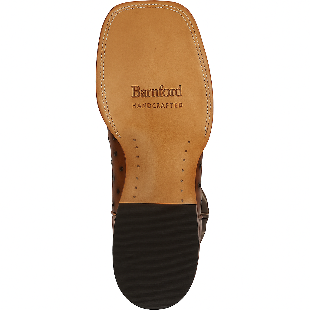 Men's Los Altos Ostrich Skin Wide Square Toe Boots - B-New Designer Collection - Amber