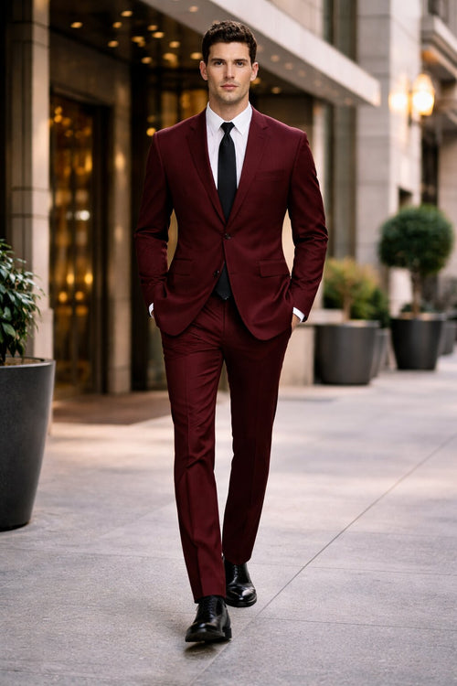 Men's Maroon Color ~ Slim Fit Burgundy Maroon Suit ~ Wine Suit