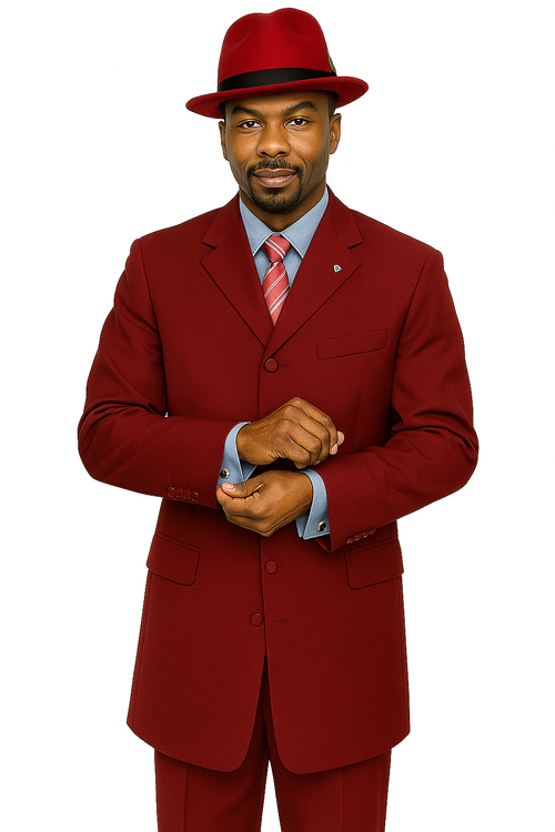 Zoot Suit - Mens 2PC Classic Long Fashion Burgundy Zoot Suit
