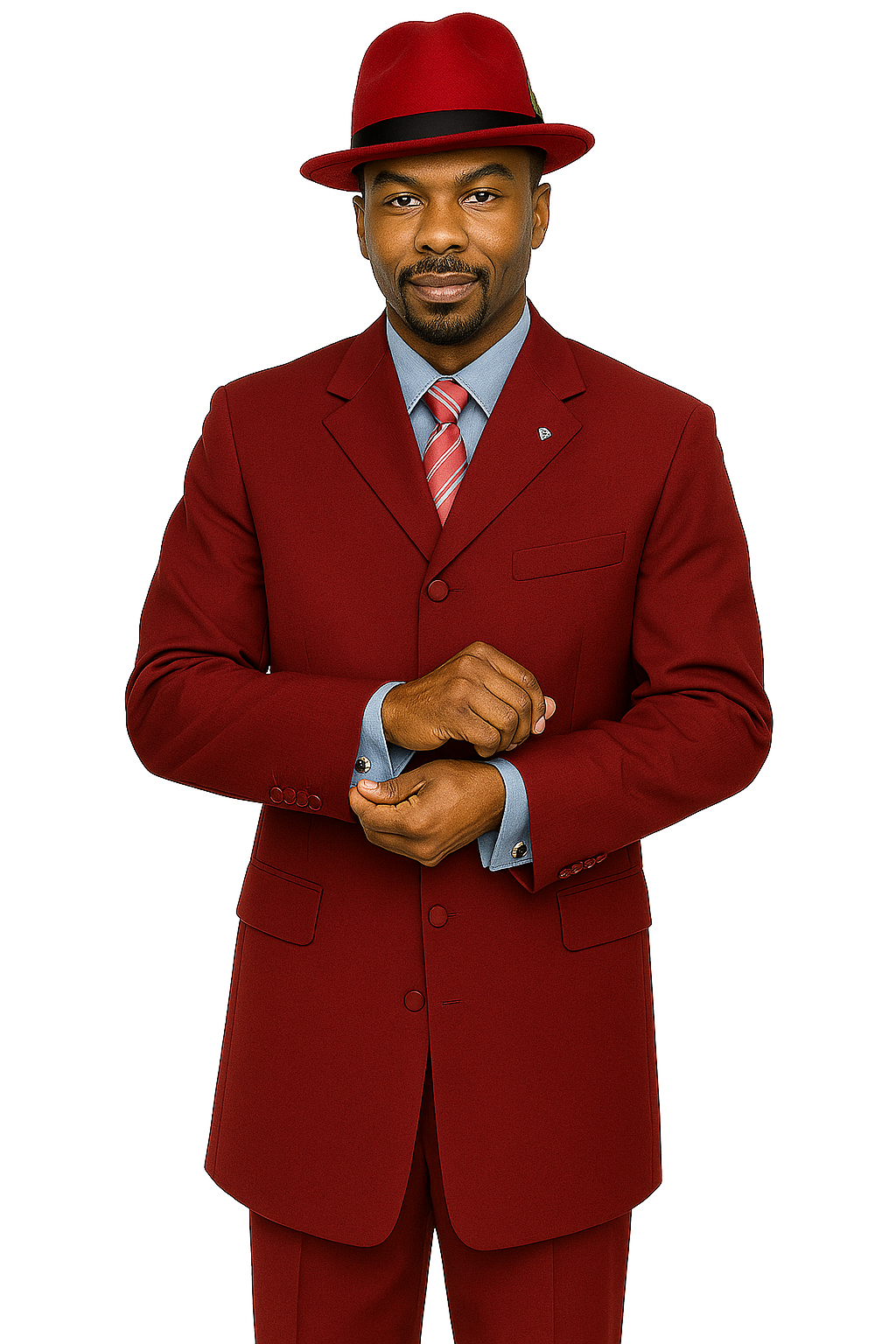 Zoot Suit - Mens 2PC Classic Long Fashion Burgundy Zoot Suit - Coat Size 38