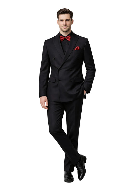 Ultra Slim Fit Double Breasted Charcoal Suit - Narrow Leg Pants - Gucci Cut - Tapered Jacket
