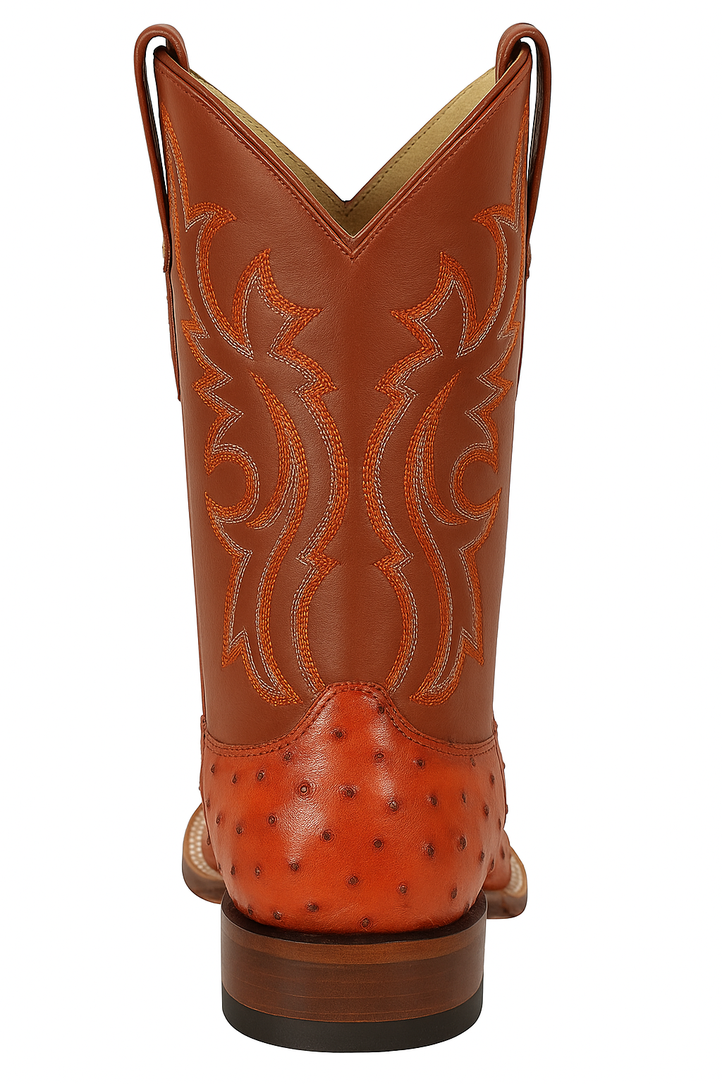 Men's Los Altos Ostrich Skin Wide Square Toe Boots - B-New Designer Collection - Amber