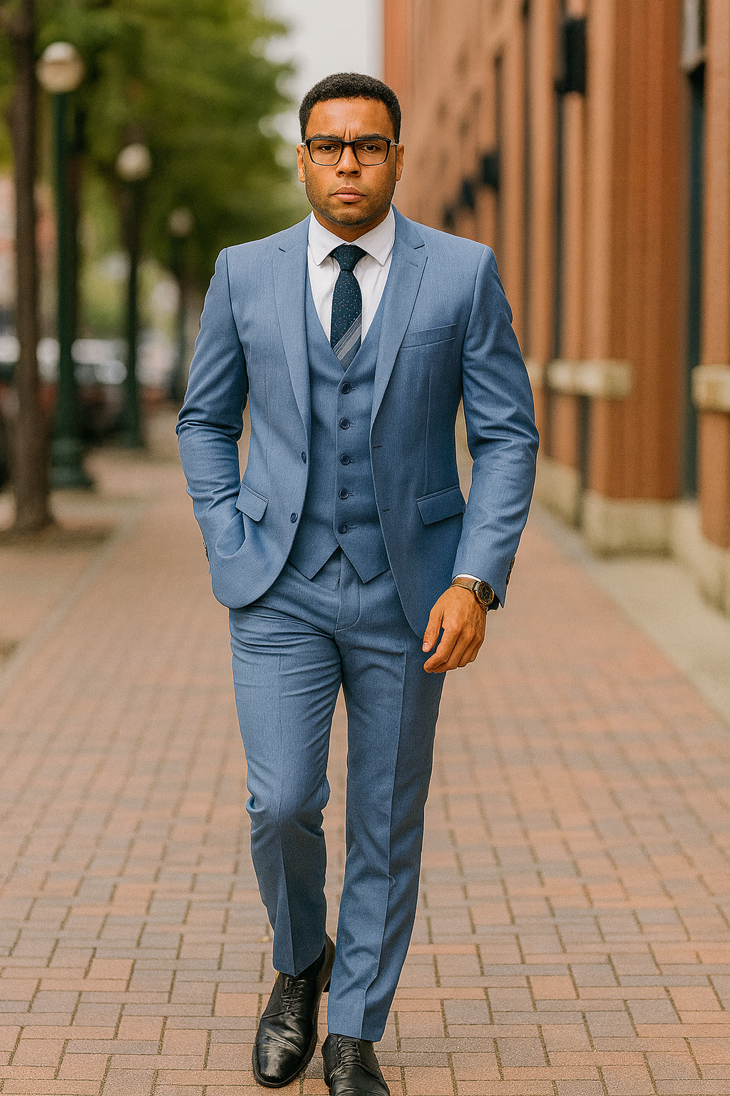 Dusty Blue Groomsmen Suits - Dusty Blue Suits - Mens Suits suit - 38 Regular - 32 Waist