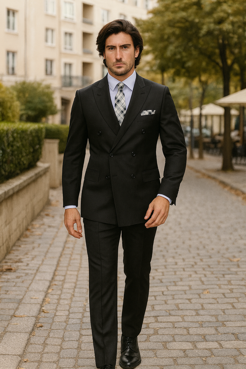 Pacelli by Zacchi Men's 2-Piece Double Breasted Suit - Solid Colors