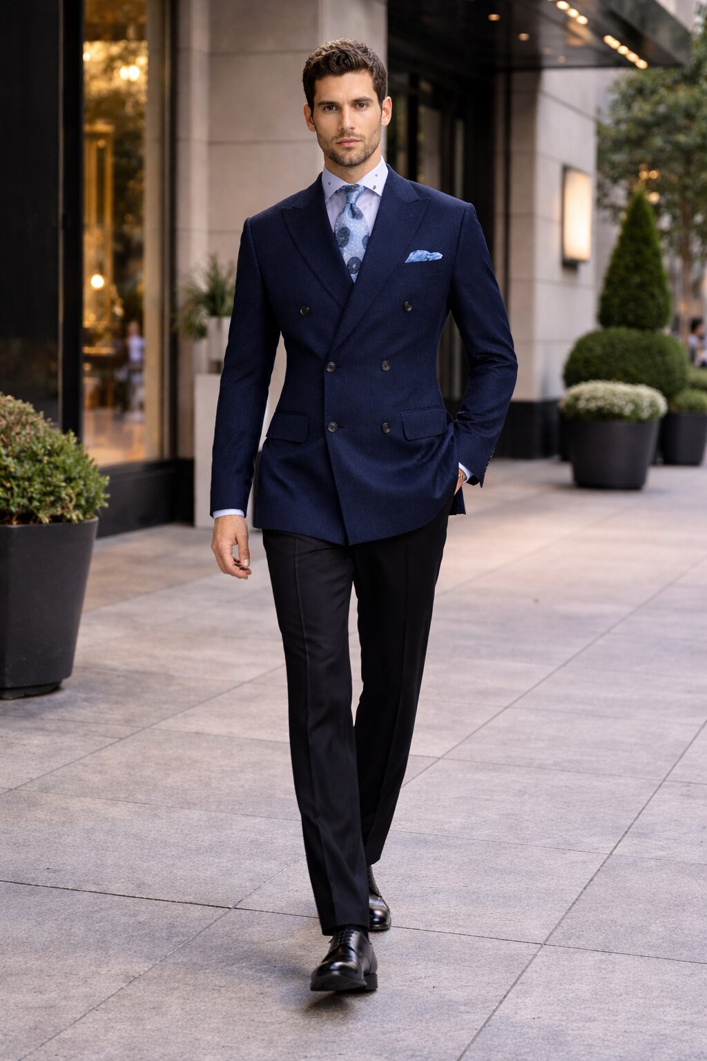 Double Breasted Navy Blazer - Big And Tall Sport Coat