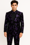 Mardi Gras Suit - Purple and Black Paisley Tuxedo Dinner Jacket + Matching Pants - Slim Fitted