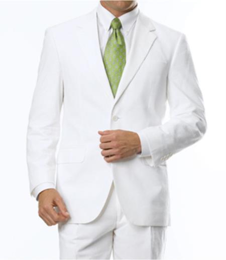 2-Button Seersucker Sear sucker suit Sale Fit Suit White on White Stripe ~ Pinstripe Notch Collar Shadow Ton on Ton Fabric Summer Suit-New Designer Collection - 34 Short or Extra Small