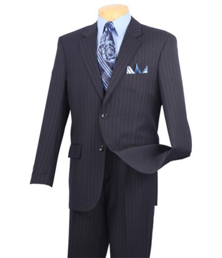 Men's Vinci 2 Button Dark Navy Blue Suit For Men Pinstripe Suit - 38 Short Jacket+32 Waist Adjustable 28to34)(Height: 5’4”to5’7”)(Neck 15-16.5)S-M)