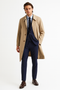 Mens Beige Trench Coat – Classic Long Overcoat with Button Front - Raincoat in Khaki Color