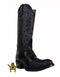 Men's Black Semi Oval Toe Genuine Ostrich Handmade Dress Cowboy Boot Cheap Priced For Sale Online - Botas De Avestruz
