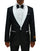 Men's Swirl & Diamond Pattern Prom 2025 Tuxedo Jacket in Black & White