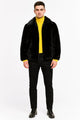 Mens Black Faux Fur Jacket – Luxury Winter Zip-Up Coat with Soft Plush Finish