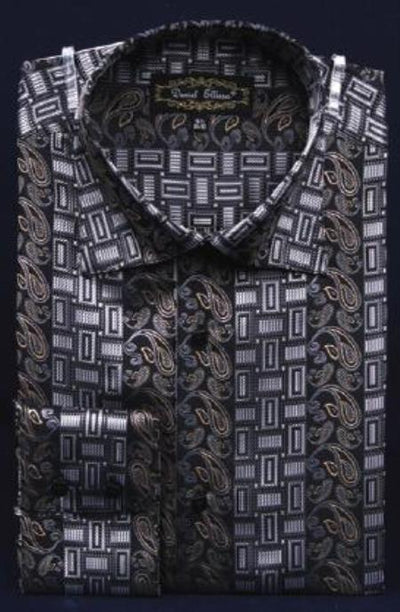 Black Button Cuff Club Clubbing Clubwear Fashion Men's Dress Shirt Night Club Outfit Guys Wear For Men Clothing Fashion