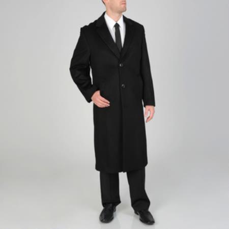 Mens Topcoat Mens Dress Coat 'Harvard' Black cashmere Full-length - Men's Overcoat - 38 Regular