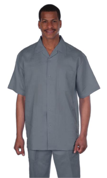Mens Linen Two Piece Set Shirt Shorts