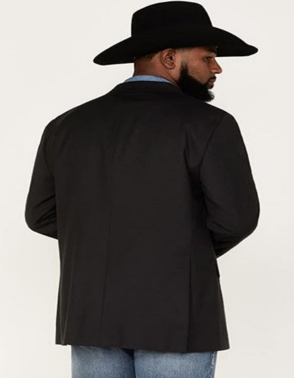 Mens Black Blazer With Blue Jeans and Black Cowboy Hat - (3 Items Package) - 36 Short