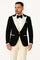 Mens Black and Ivory Tuxedo with Wide Shawl Lapel – 3 Piece Black and off White Lapel ! Vested Suit