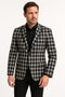 Mens Black and White Plaid Blazer – Modern Fit Checkered Windowpane Pattern Business Sport Coat
