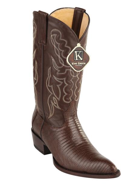 Men's Brown Handmade Genuine Teju Lizard Dress Cowboy Boot Cheap Priced For Sale Online - 6EE