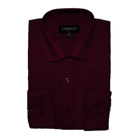 Slim Fit - Burgundy ~ Maroon ~ Wine Color Men's Dress Shirt - S or Small