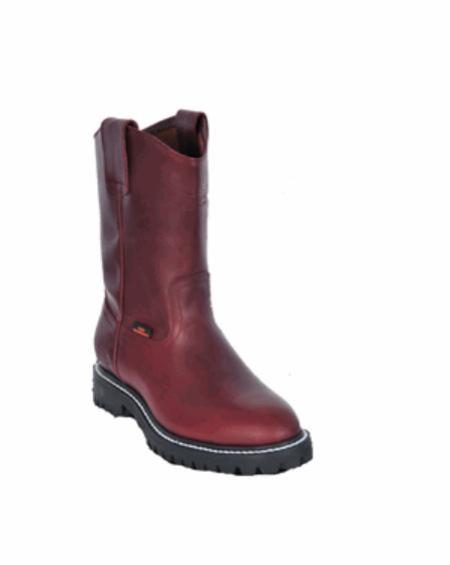 Grasso Nappa Los Altos Boots Men's Work Boot ~ Botines Para Hombre ~Full Lug Sole Burgundy ~ Wine Color ~ Maroon - US 8.0 Standard/D/ Medium / Eu:41-42