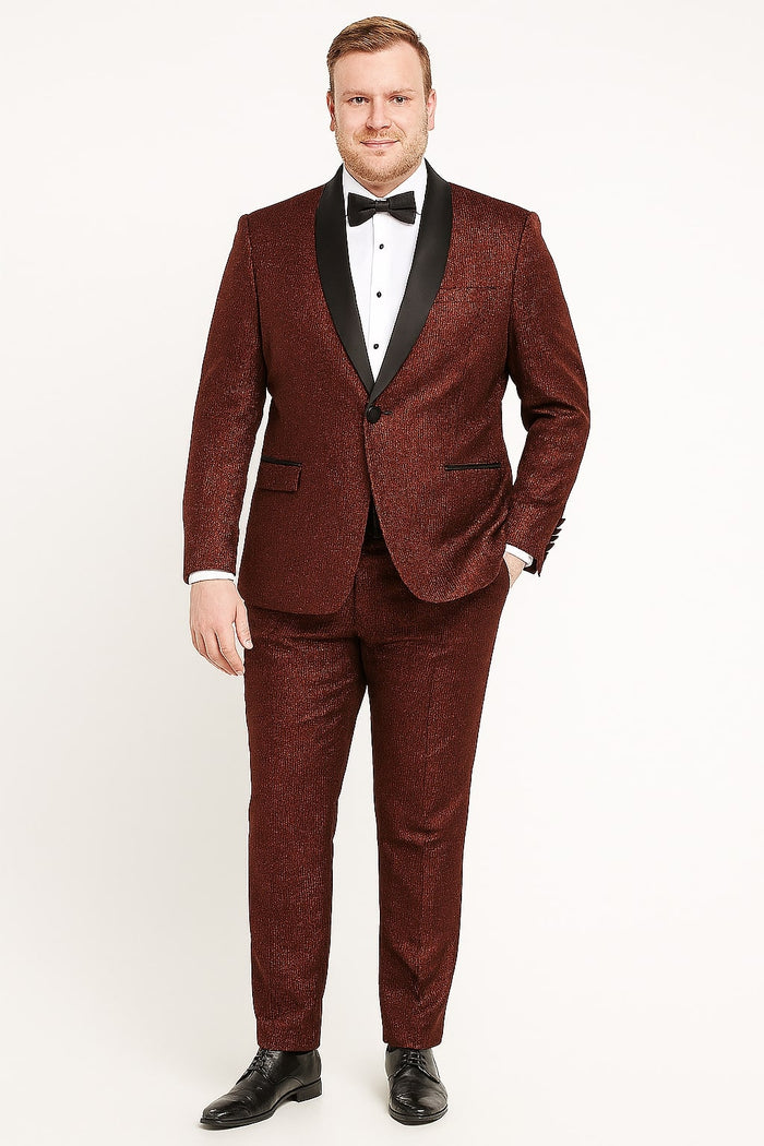 Mens Burgundy Shiny Stripe Tuxedo Jacket Slim Fit Satin Lapel Dinner Blazer for Formal Events
